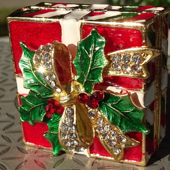 Xmas Mini Present shaped Trinket Box - Picture 1 of 7